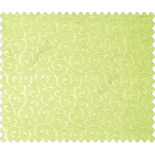 Olive lime green Self design small embossed continuous scroll on stripe textured base fabric main curtain